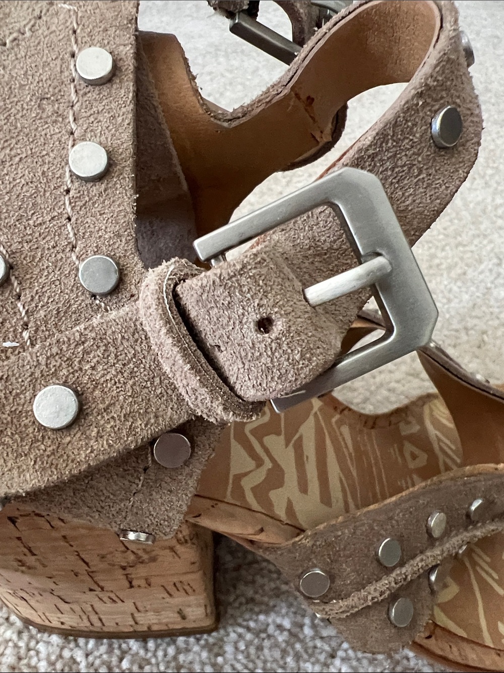 Dolce Vita Studded Taupe Suede Block Heel Sandals - Women - Picture 7 of 11
